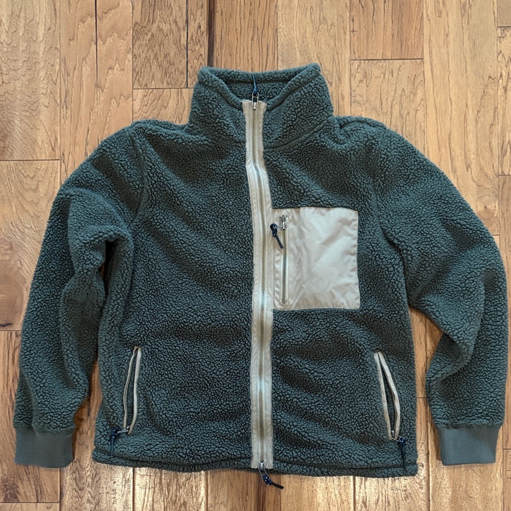 Surfside Supply Green and Cream Fleece Jacket size small